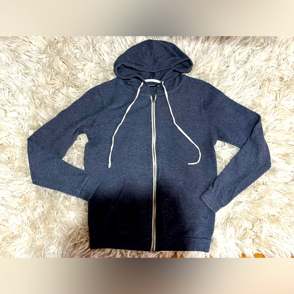 Brandy Melville Dark Grey Zip up Hoodie - One Size